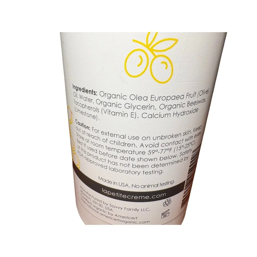 La Petite Creme Organic Diapering Lotion Refill 20oz Alternative to Baby Wipes